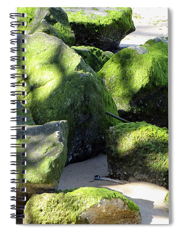 Moss Spiral Notebook featuring the photograph Moss on the Rocks by Bob Slitzan