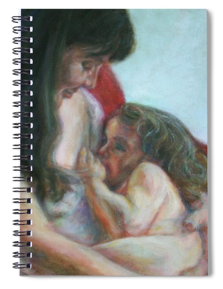 Portrait Spiral Notebook featuring the painting Mother and Child - detail by Quin Sweetman