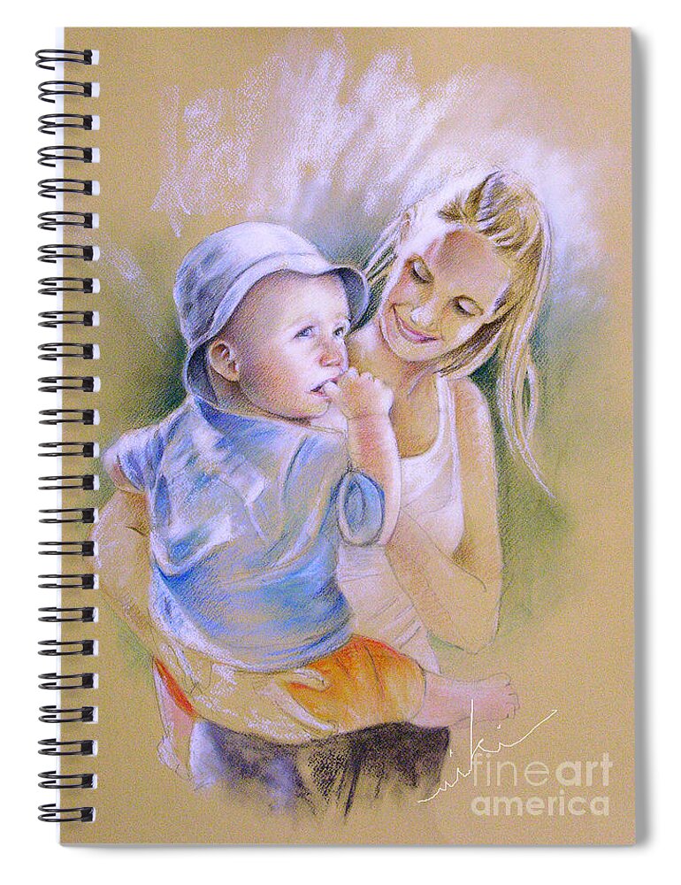 Portrait Spiral Notebook featuring the painting Mother and Son by Miki De Goodaboom