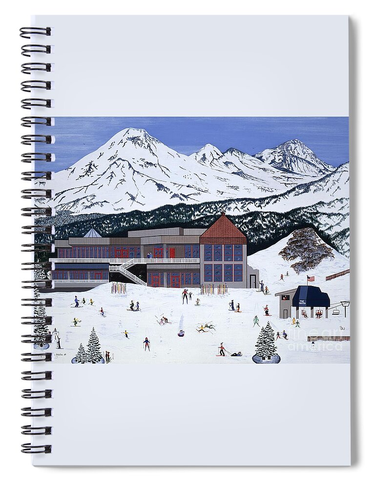 Mount Bachelor Spiral Notebook featuring the painting Mount Bachelor by Jennifer Lake