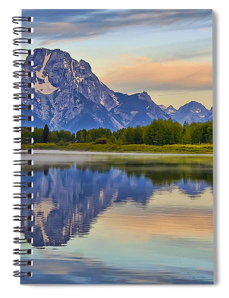Oxbow Bend Spiral Notebook featuring the photograph Mount Moran at Sunrise by Teresa Zieba