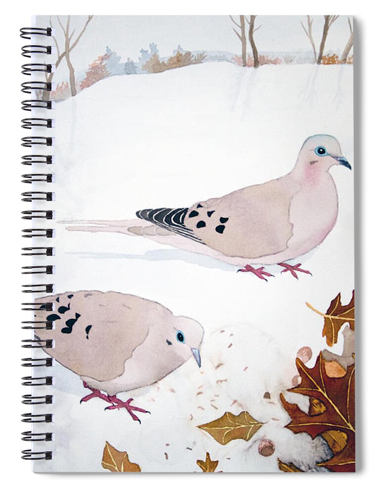 Mourning Doves Spiral Notebook featuring the painting Mourning Doves by Laurel Best