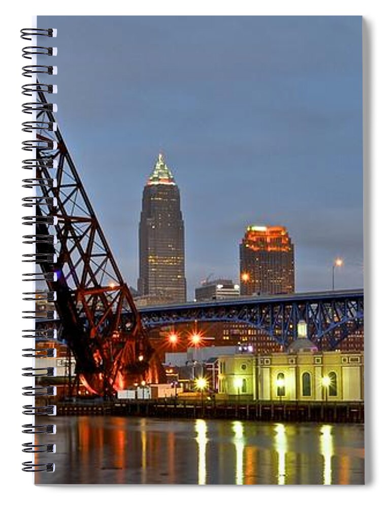 Cleveland Spiral Notebook featuring the photograph Mouth of the Cuyahoga by Frozen in Time Fine Art Photography