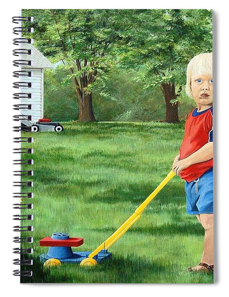 Figures Spiral Notebook featuring the painting Mowing by AnnaJo Vahle