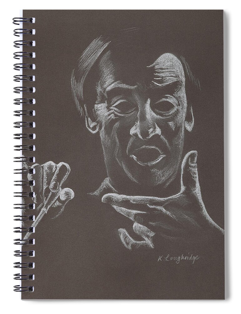 Conductor Spiral Notebook featuring the painting Mr Conductor by Karen Loughridge KLArt