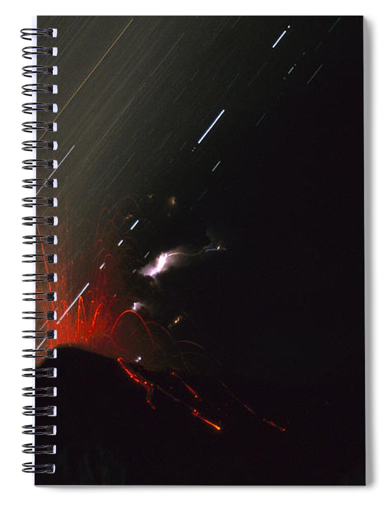 Feb0514 Spiral Notebook featuring the photograph Mt Ruapehu Eruption Time Exposure New by Mark Jones