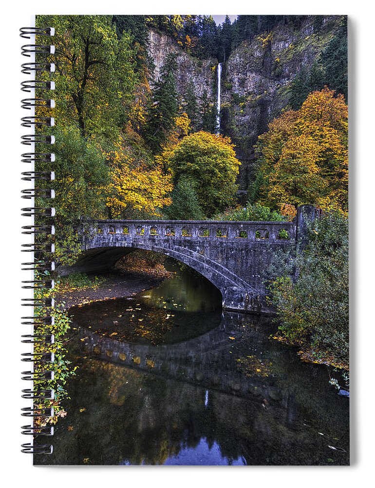 Multnomah Falls Spiral Notebook featuring the photograph Multnomah From Afar by Mark Kiver