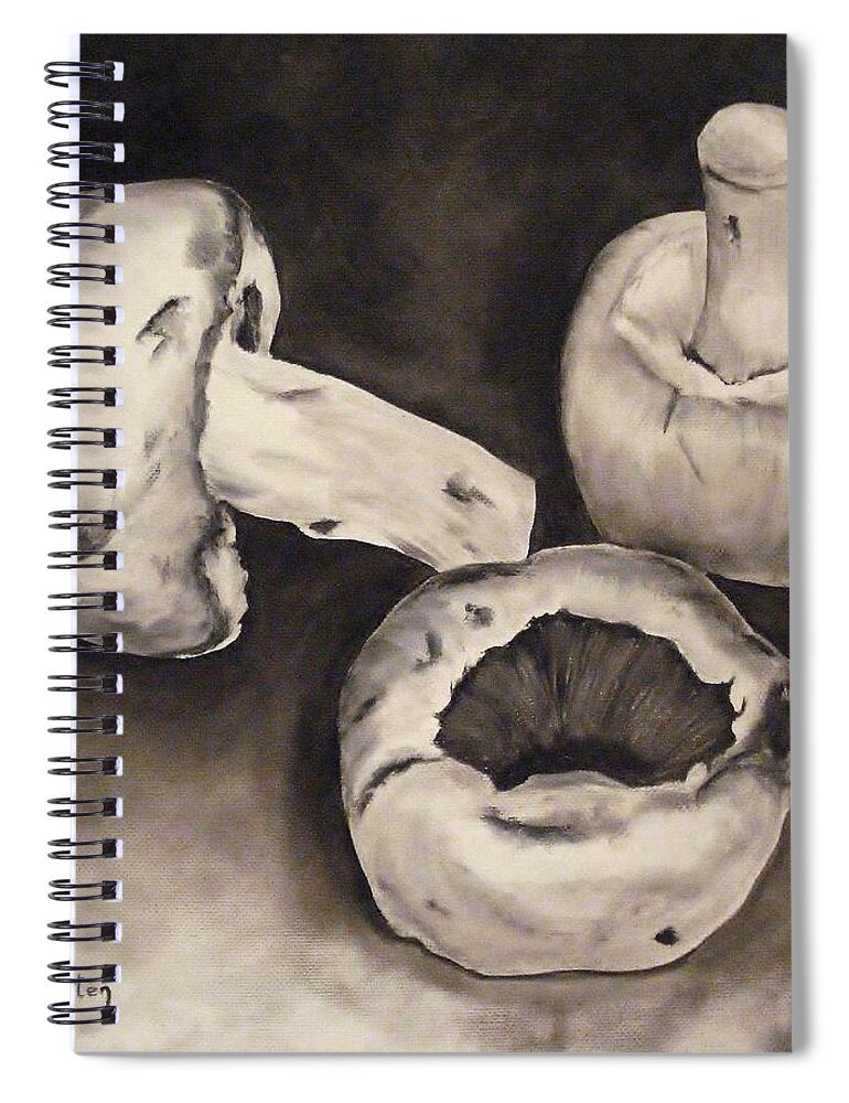 Mushroom Spiral Notebook featuring the painting Mushrooms by Donna Tuten