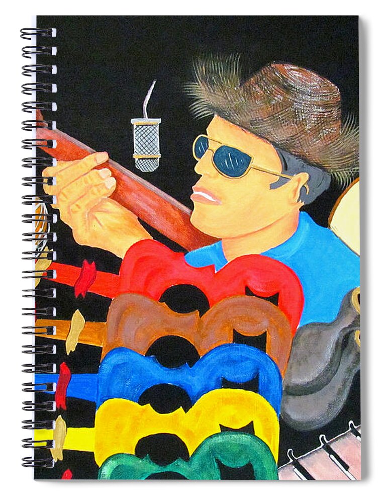 Music Spiral Notebook featuring the painting Musical Man by Gloria E Barreto-Rodriguez