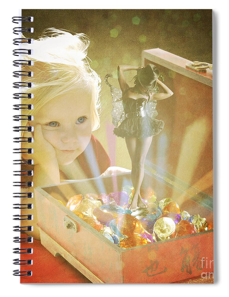 Child Spiral Notebook featuring the digital art Musicbox Magic by Linda Lees