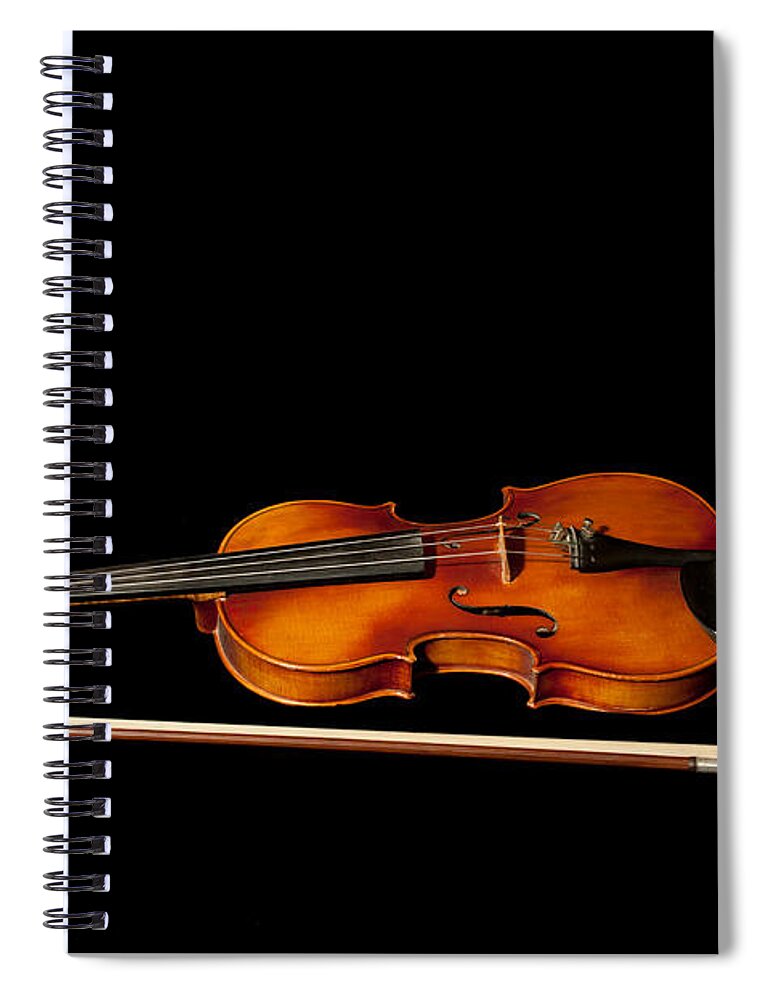 Violin Spiral Notebook featuring the photograph My old fiddle and bow by Torbjorn Swenelius