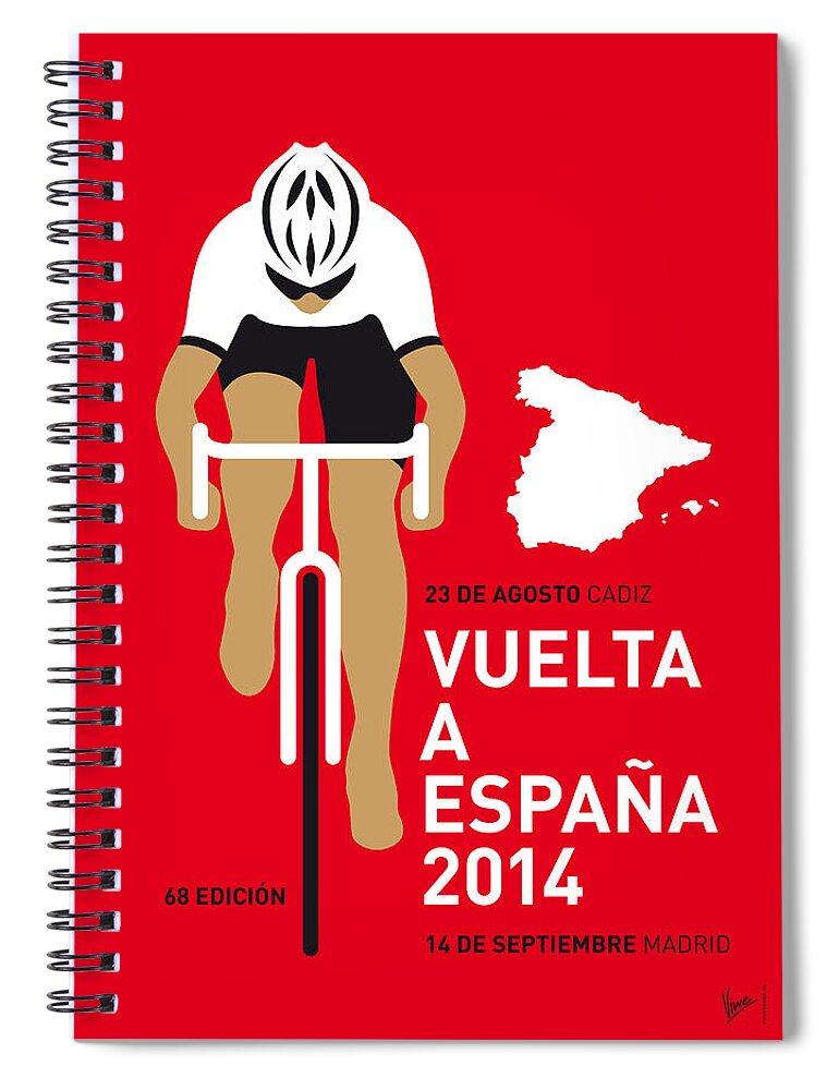 Minimal Spiral Notebook featuring the digital art My Vuelta A Espana Minimal Poster 2014 by Chungkong Art