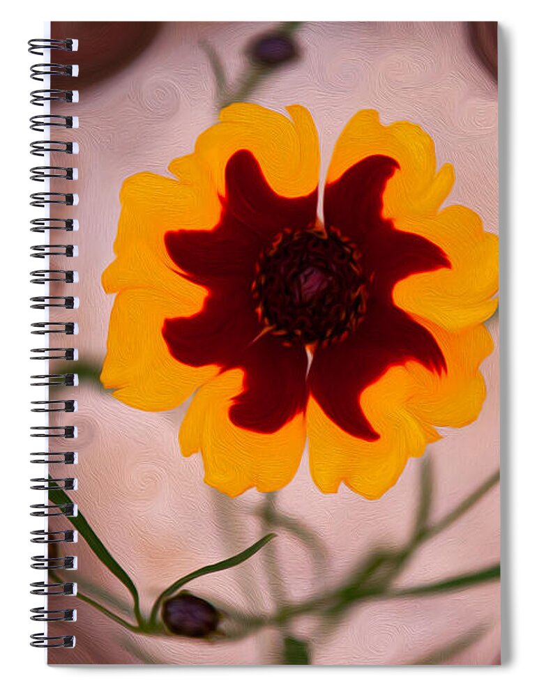 Bloom Spiral Notebook featuring the painting Mysterious Lady or Enchanted Flower by Omaste Witkowski