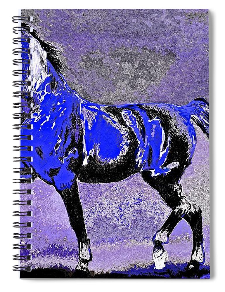 Mysterious Stallion Spiral Notebook featuring the painting Mysterious Stallion Abstract by Saundra Myles
