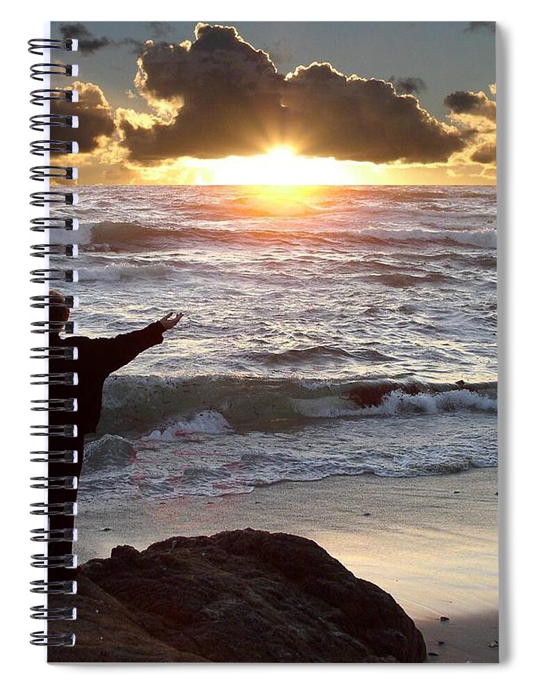 Sunset Spiral Notebook featuring the photograph Namaste the Day by Bev Conover