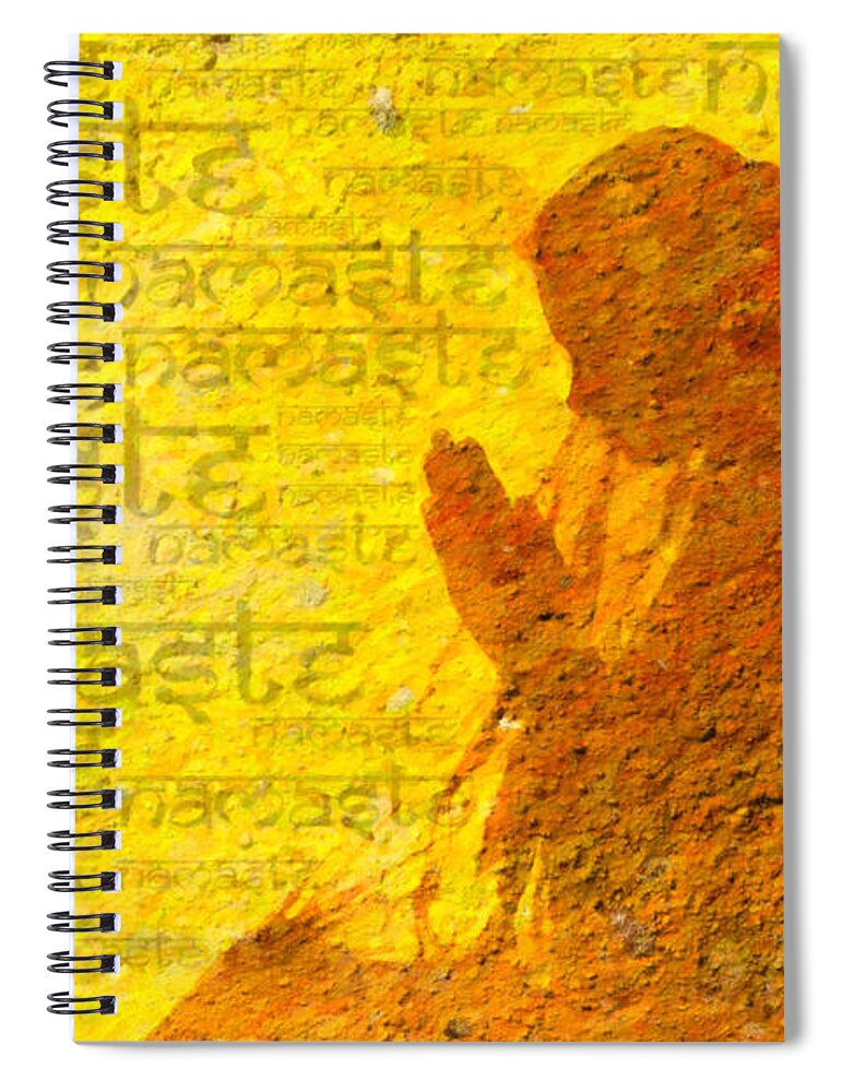 Indian Girl Spiral Notebook featuring the digital art Namaste by Tim Gainey