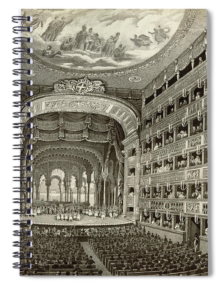 1900 Spiral Notebook featuring the drawing Naples Opera House by Granger