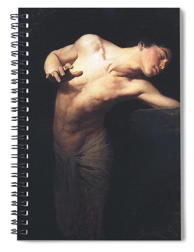 Narcissus Spiral Notebook featuring the painting Narcissus by Gyula Benczur