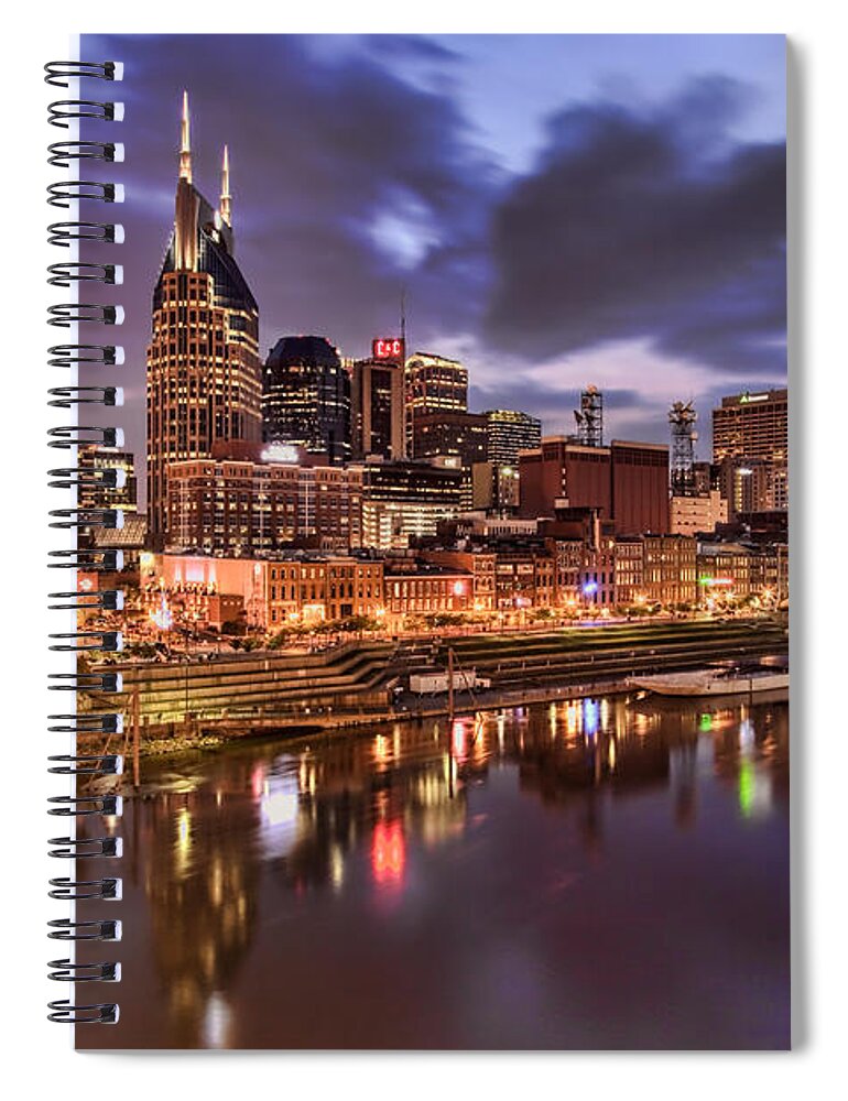 Neon Spiral Notebook featuring the photograph Nashville Cityscape by Diana Powell