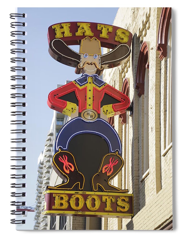 Nashville Spiral Notebook featuring the photograph Nashville Hats Boots Neon Sign by Valerie Collins