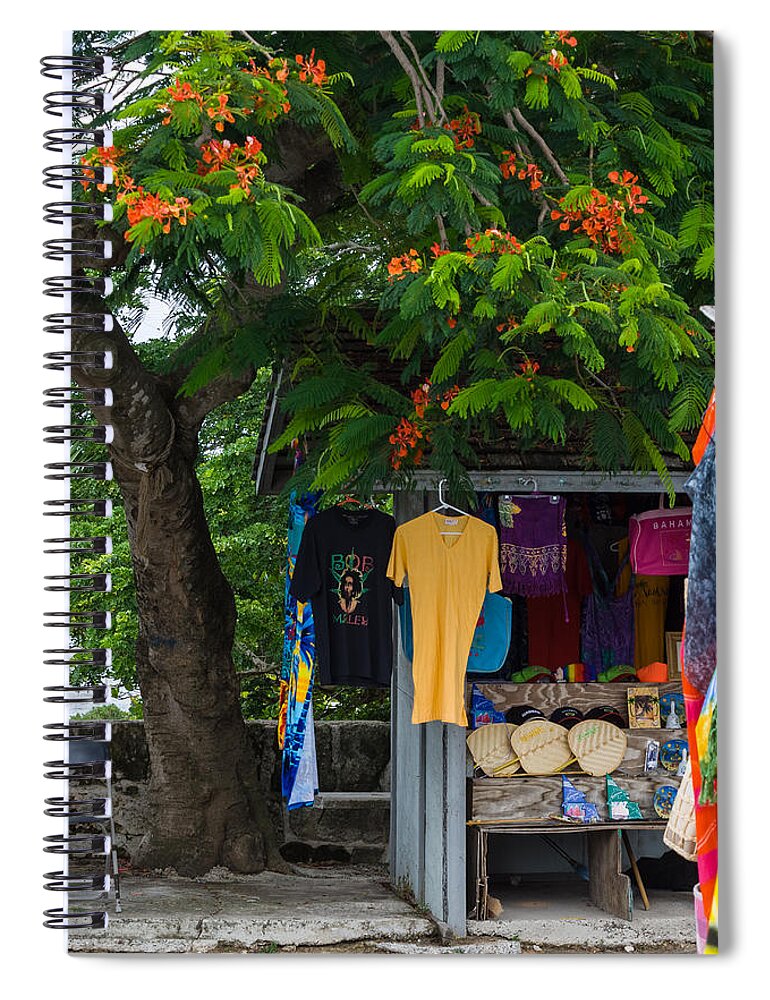 Bags Spiral Notebook featuring the photograph Nassau Roadside Souvenir Stand by Ed Gleichman