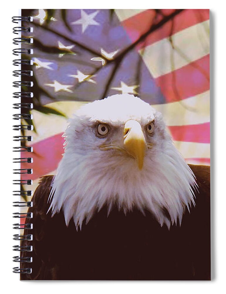 American Eagle Spiral Notebook featuring the digital art National Symbols by Kae Cheatham