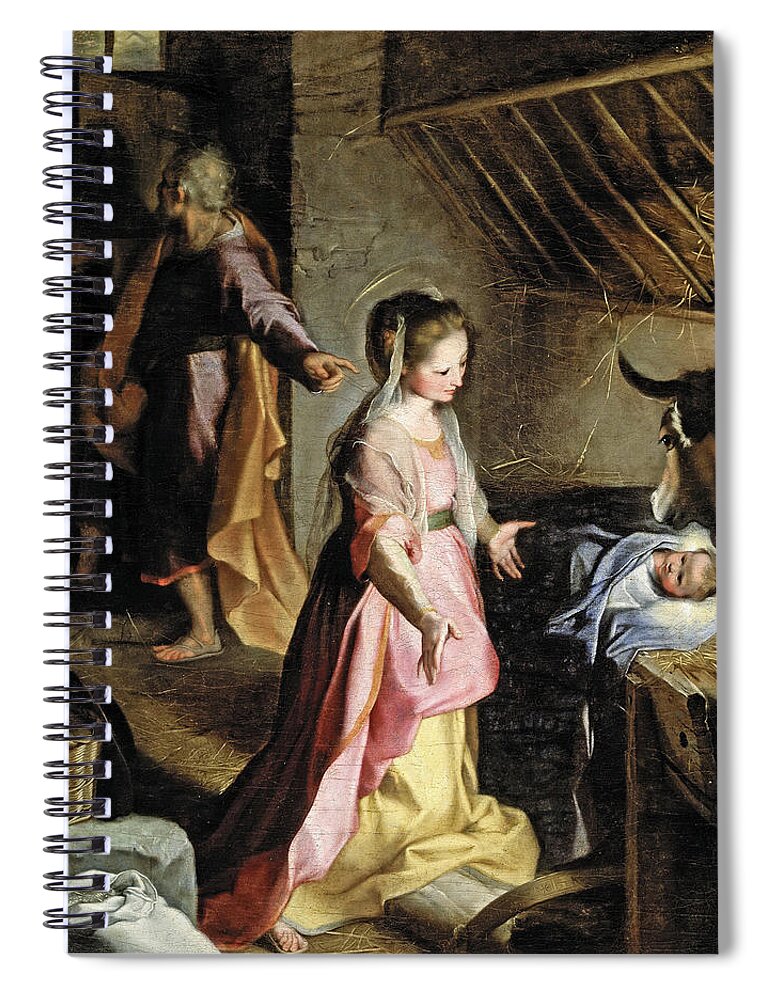 Federico Barocci Spiral Notebook featuring the painting Nativity by Federico Barocci