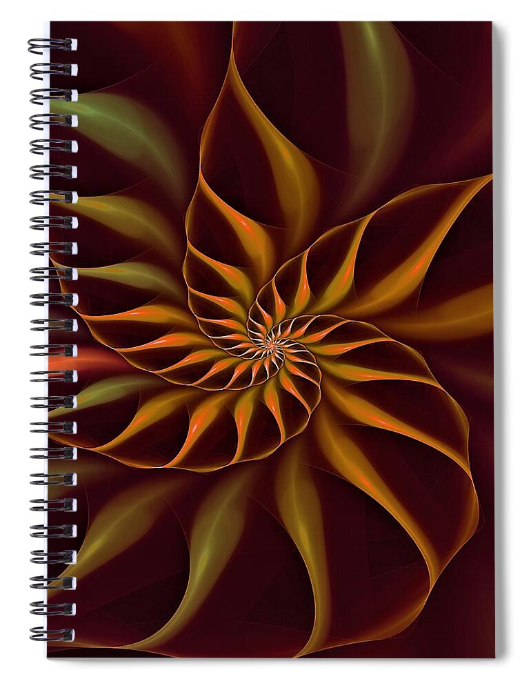 Flower Spiral Notebook featuring the digital art Nautilus fractalus Tropical by Doug Morgan