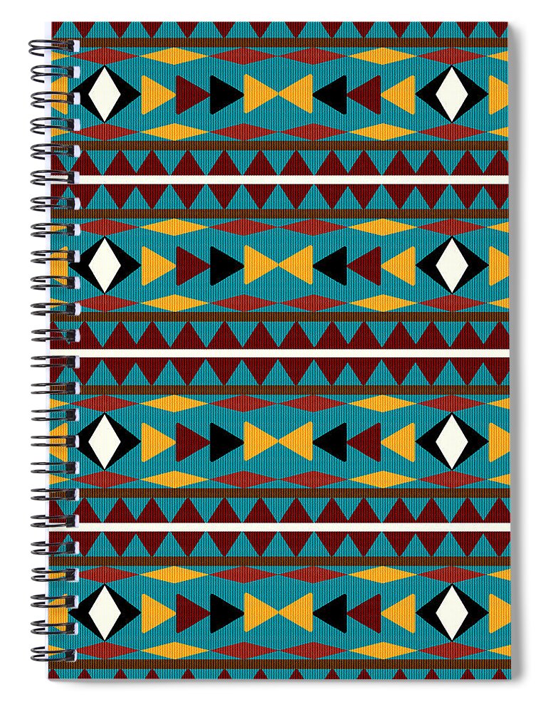 Navajo Spiral Notebook featuring the mixed media Navajo Teal Pattern by Christina Rollo