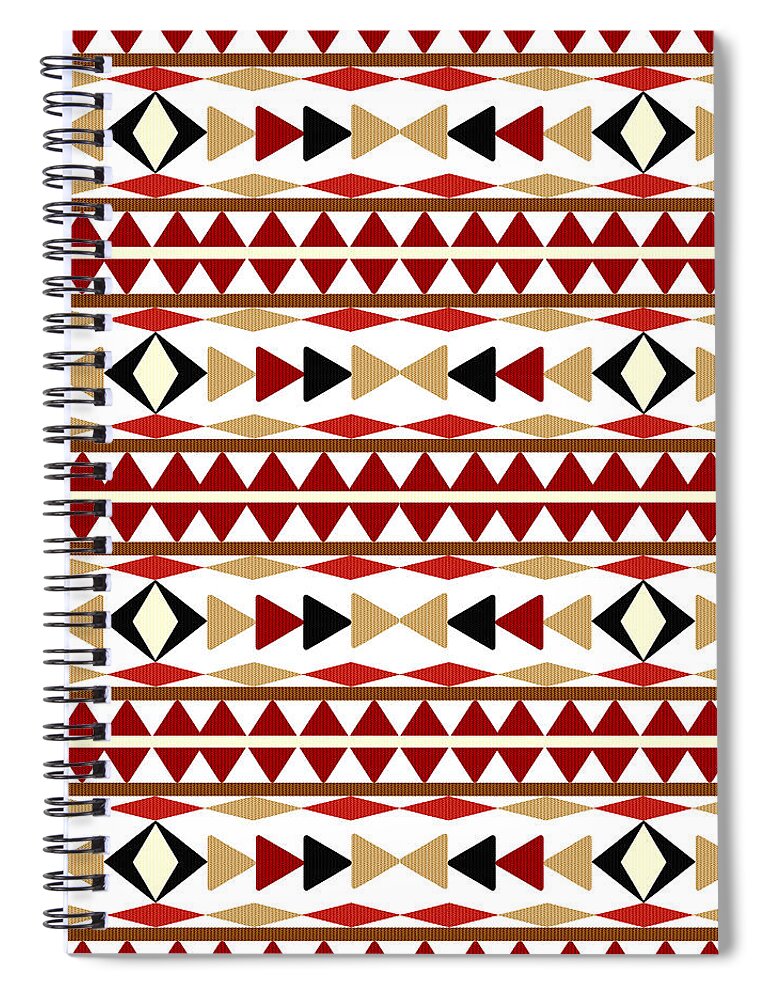 Navajo Pattern Spiral Notebook featuring the mixed media Navajo White Pattern by Christina Rollo