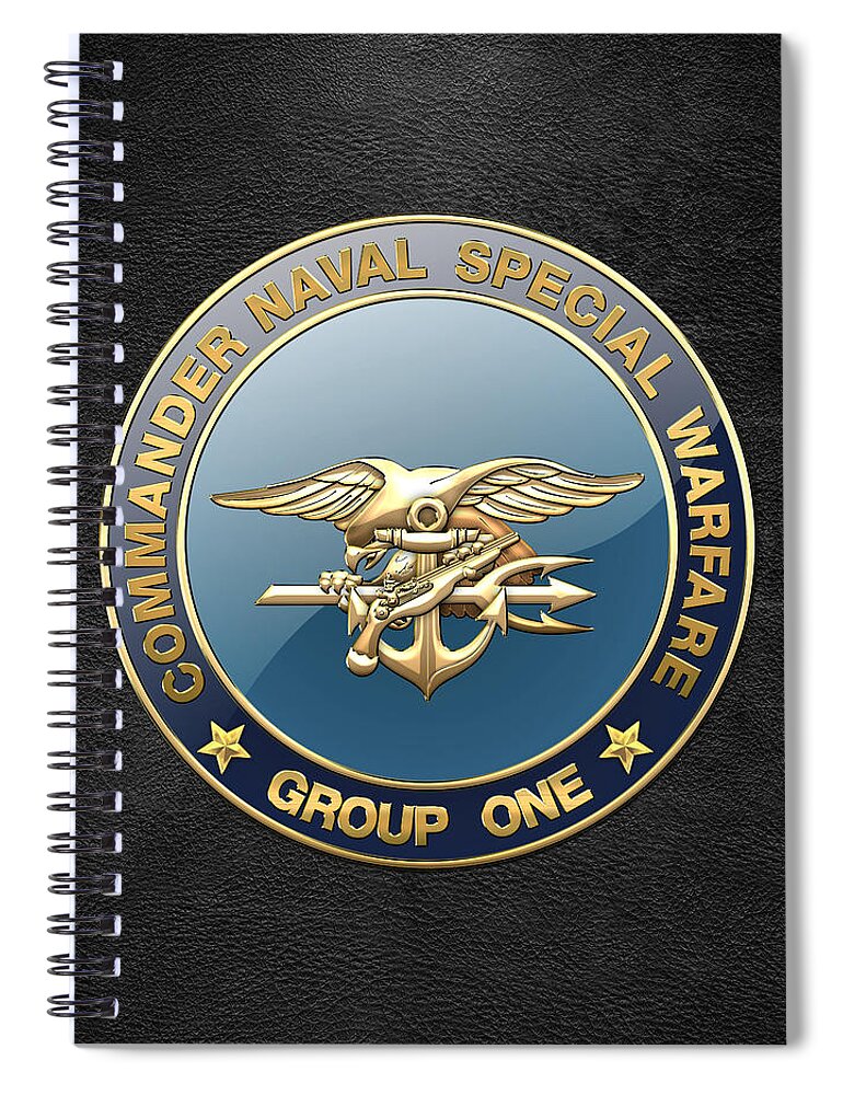 'military Insignia & Heraldry - Nswc' Collection By Serge Averbukh Spiral Notebook featuring the digital art Naval Special Warfare Group ONE - N S W G-1 - Emblem on Black by Serge Averbukh