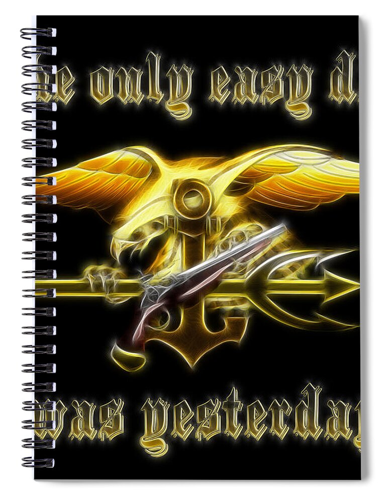 Navy Spiral Notebook featuring the digital art Navy Seals by Ricky Barnard