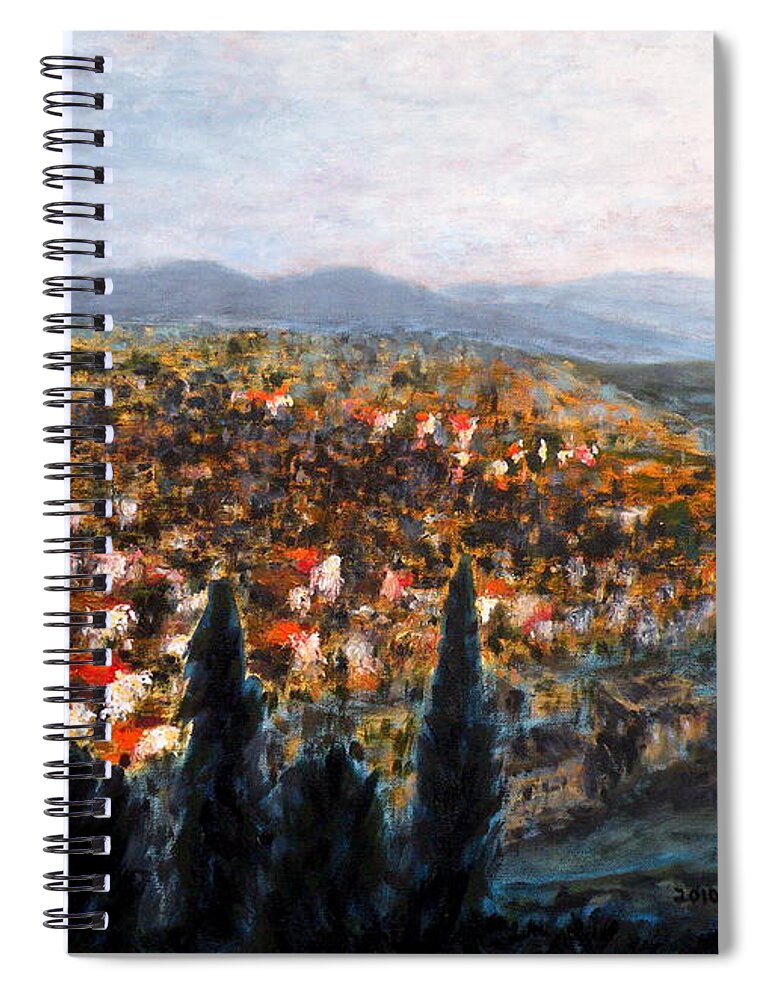 Nazareth Spiral Notebook featuring the painting Nazareth Israel by Uma Krishnamoorthy
