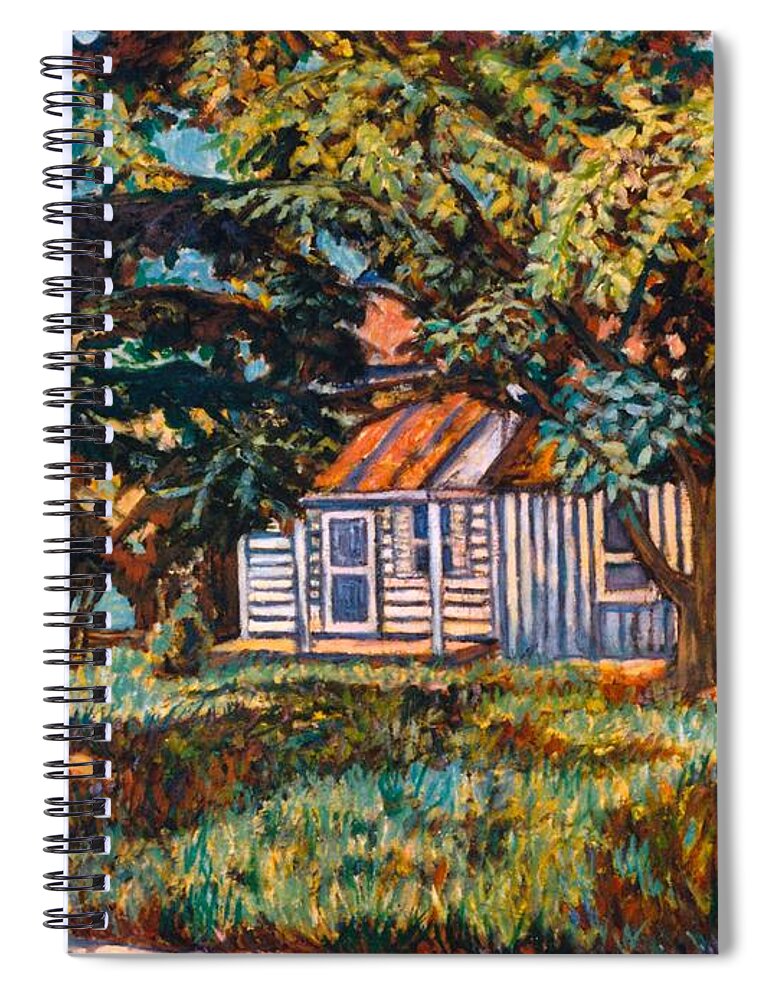 Architecture Spiral Notebook featuring the painting Near The Tech Duck Pond by Kendall Kessler