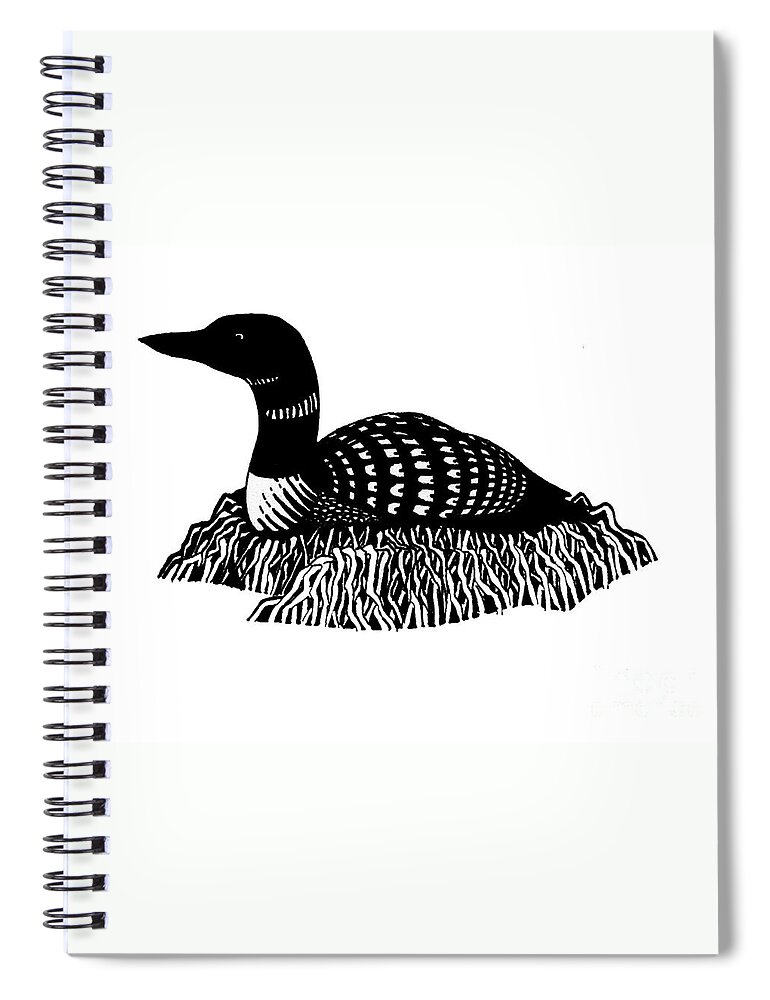 Birds Spiral Notebook featuring the drawing Nesting Loon by Art MacKay
