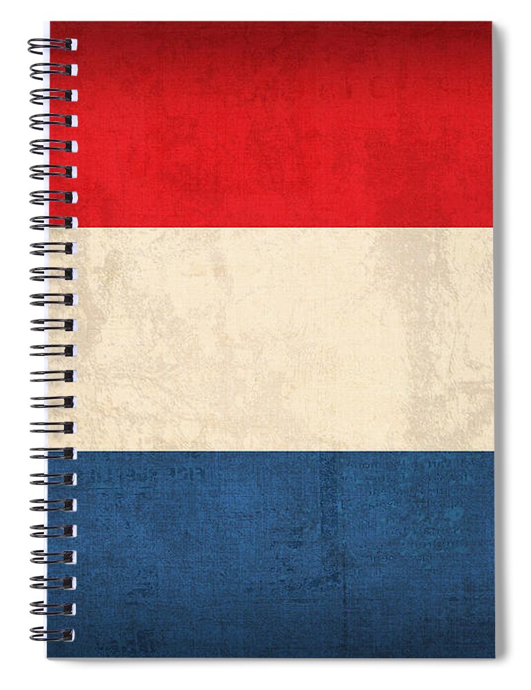 Netherlands Flag Vintage Distressed Finish Holland Europe Country Nation Dutch Spiral Notebook featuring the mixed media Netherlands Flag Vintage Distressed Finish by Design Turnpike