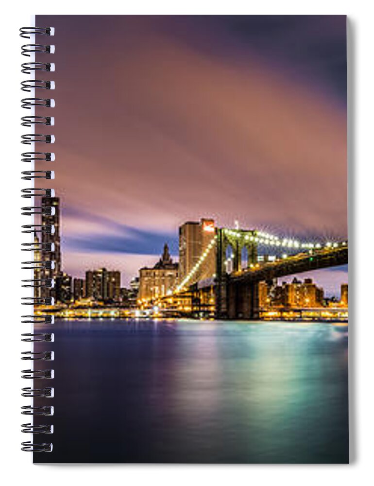 Brooklyn Bridge Spiral Notebook featuring the photograph New Dawn over New York by Mihai Andritoiu