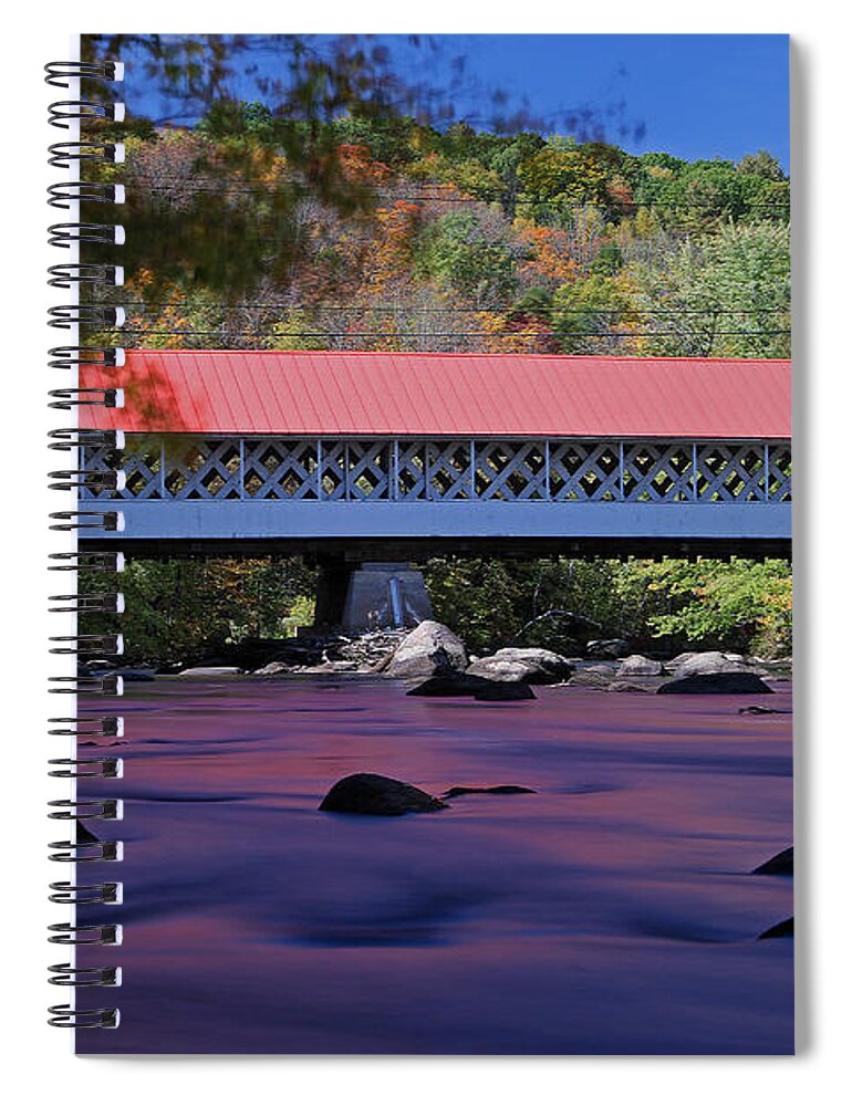 Ashuelot Covered Bridge Spiral Notebook featuring the photograph New Hampshire Ashuelot Covered Bridge by Juergen Roth