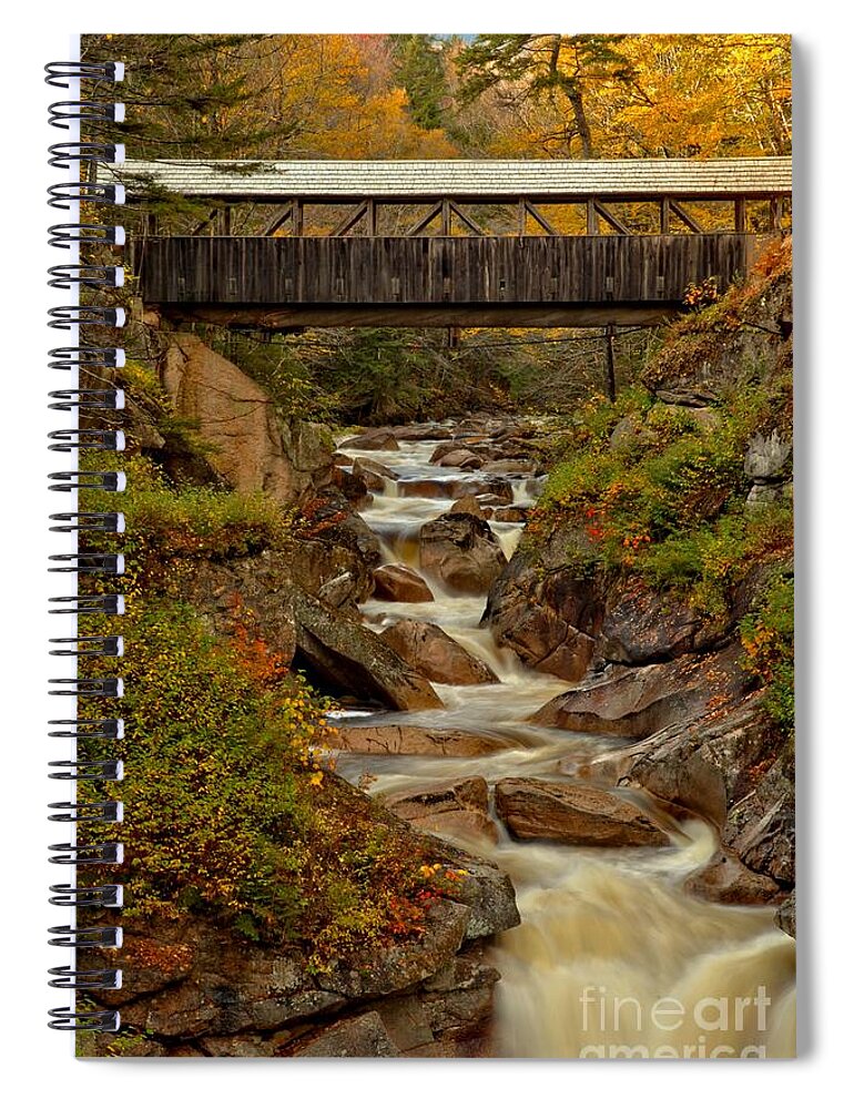 Liberty Gorge Spiral Notebook featuring the photograph New Hampshire Franconia Notch Bridge by Adam Jewell