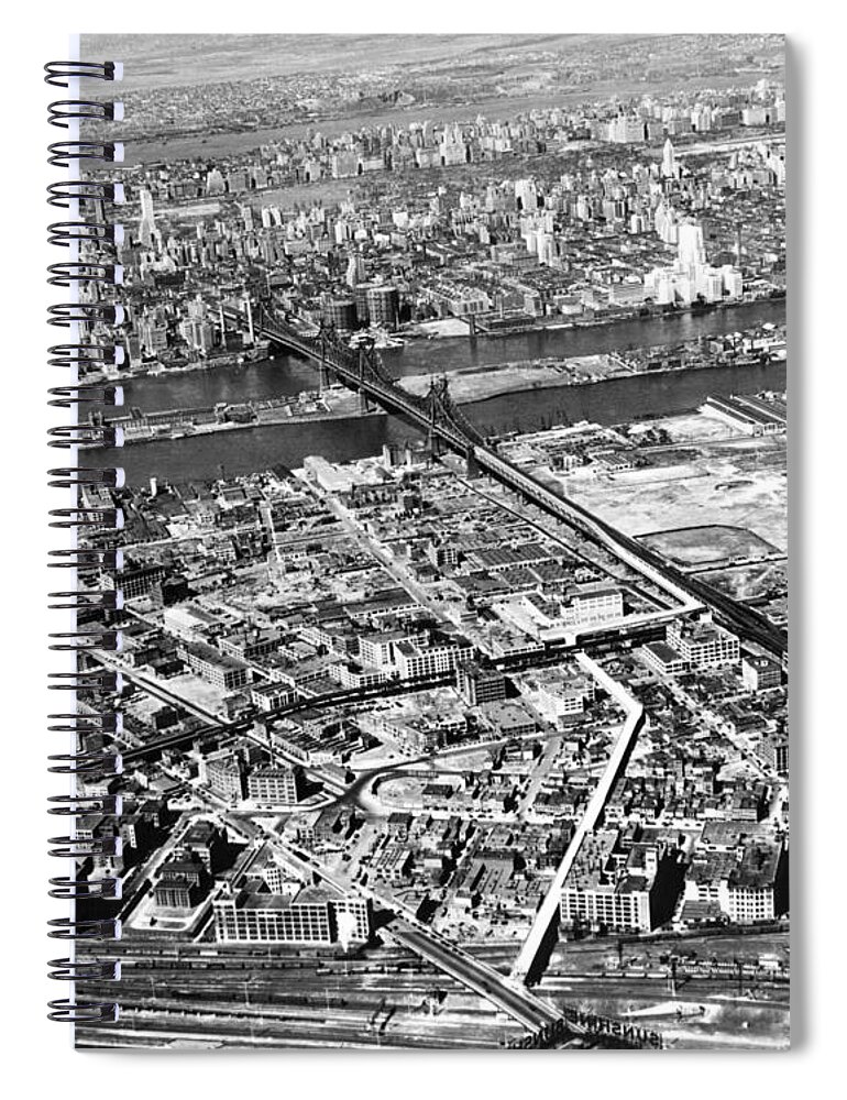 1937 Spiral Notebook featuring the photograph New York 1937 Aerial View by Underwood Archives