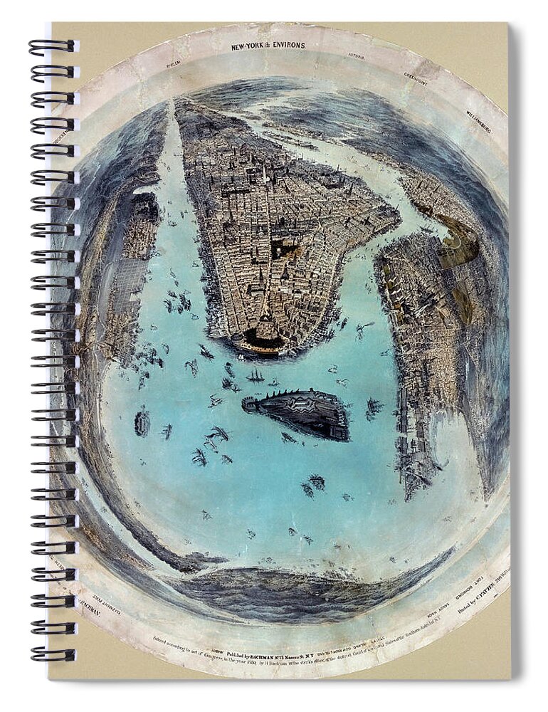 1859 Spiral Notebook featuring the painting New York City, 1859 by Granger