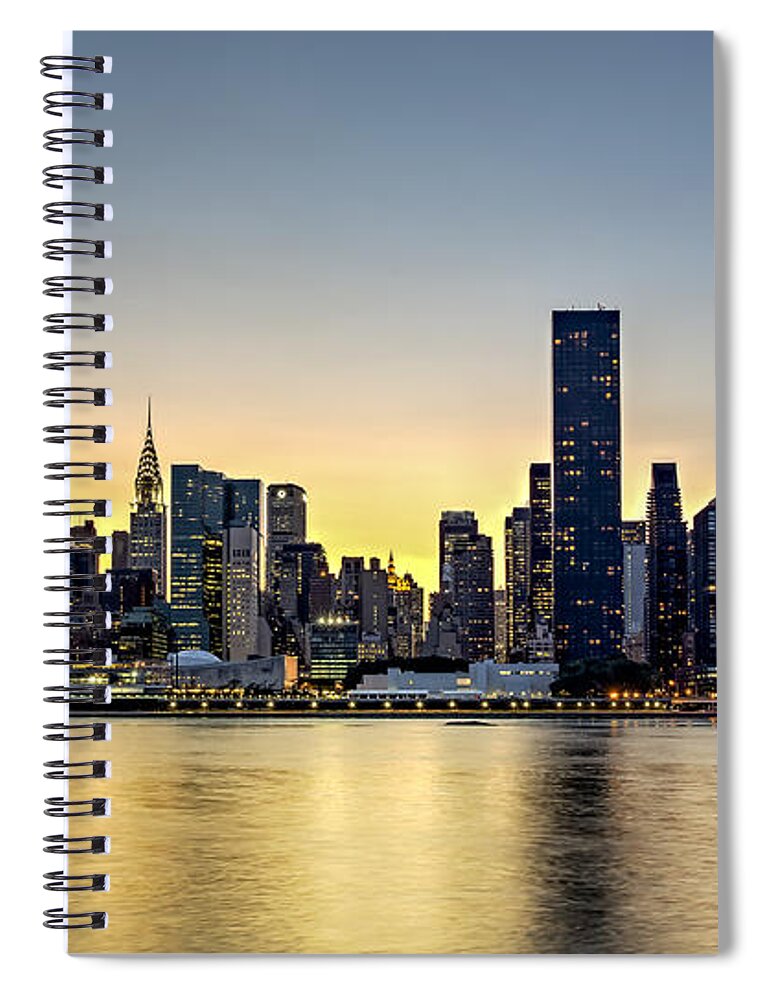 New York City Skyline Spiral Notebook featuring the photograph New York City Dusk Colors by Susan Candelario