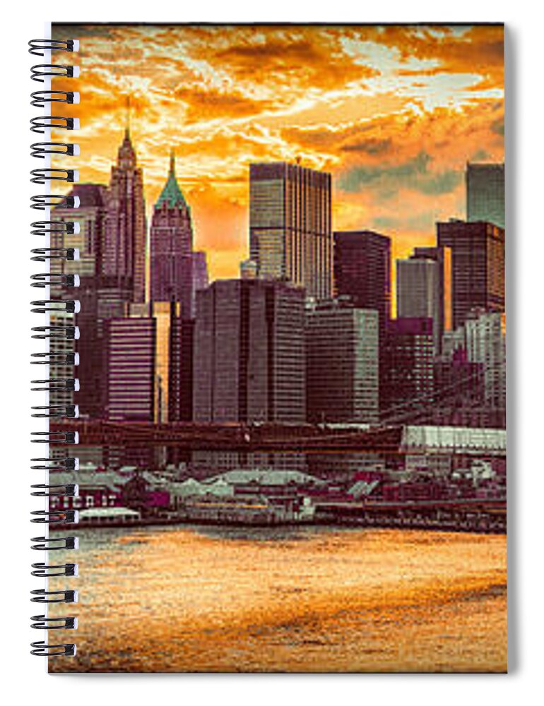 Brooklyn Bridge Spiral Notebook featuring the photograph New York City Summer Panorama by Chris Lord