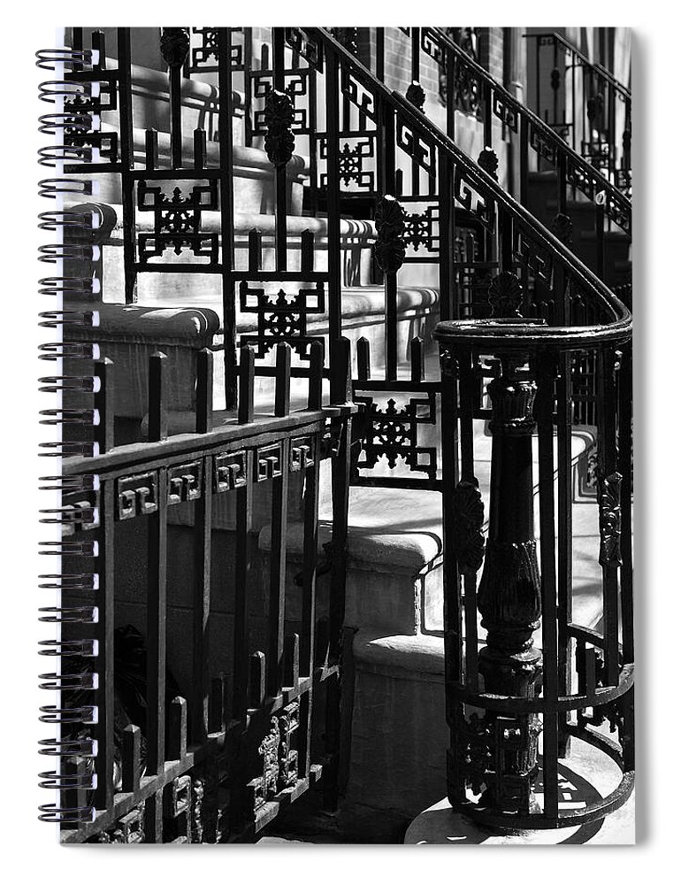 Stairway Spiral Notebook featuring the photograph New York City Wrought Iron by Rona Black