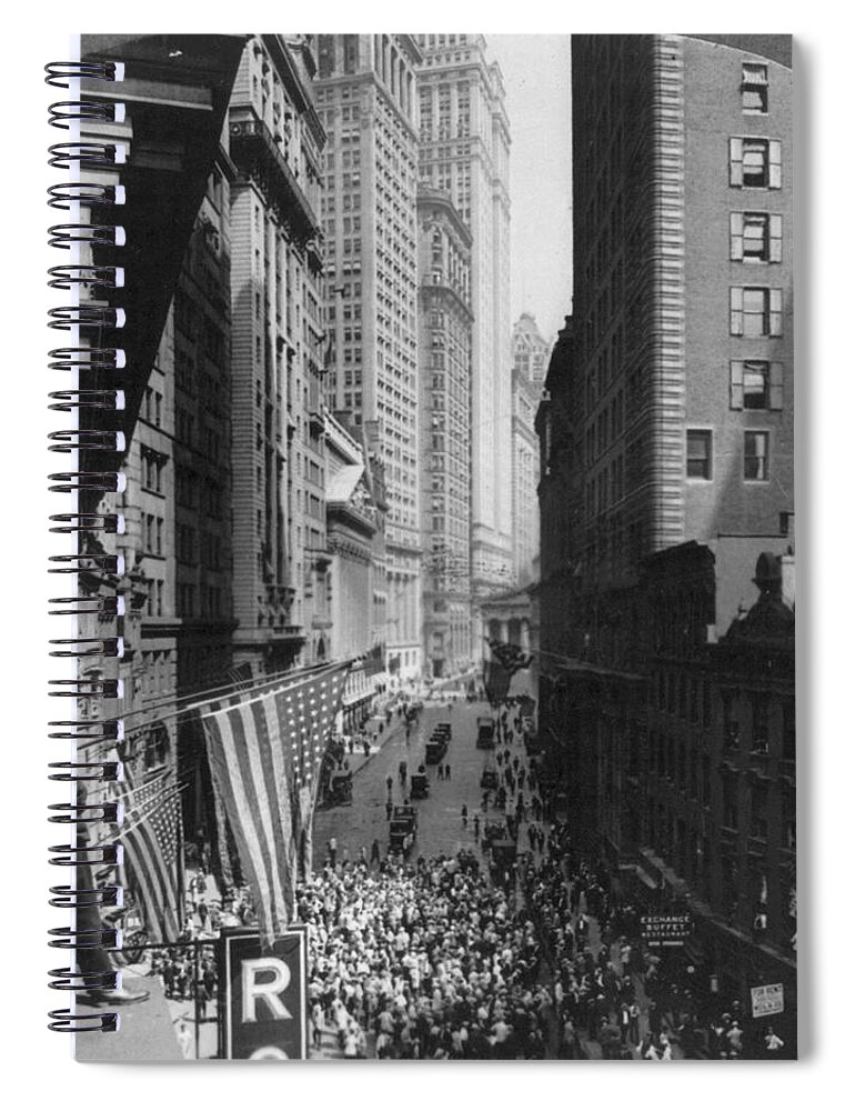 1918 Spiral Notebook featuring the painting New York Curb Market, 1918 by Granger