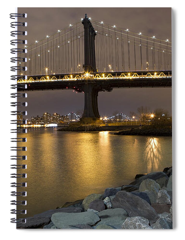 New York Spiral Notebook featuring the photograph New York Nights by Leslie Leda