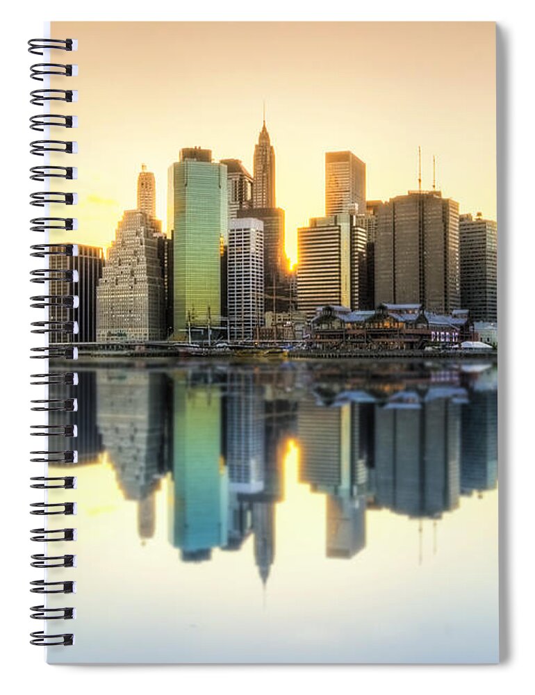 Yhun Suarez Spiral Notebook featuring the photograph New York Skyline Sunset by Yhun Suarez