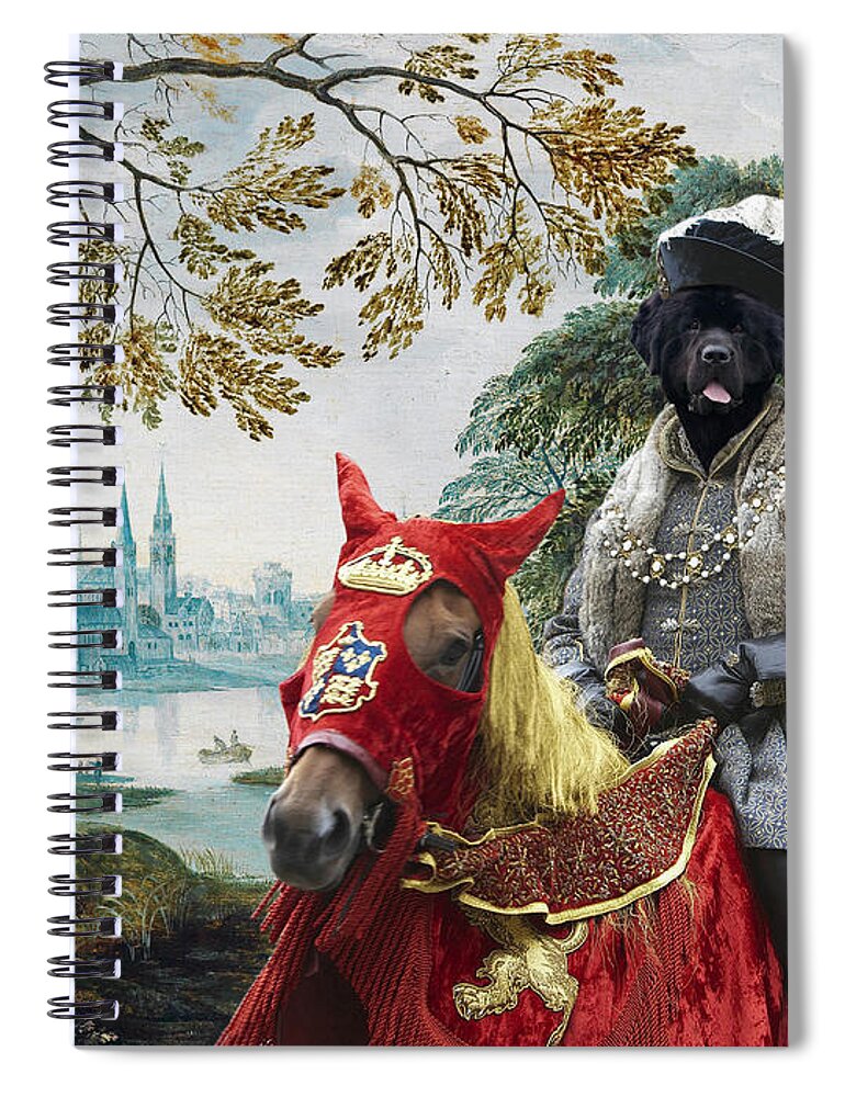Newfoundland Spiral Notebook featuring the painting Newfoundland Art - Pasague with Duke by Sandra Sij