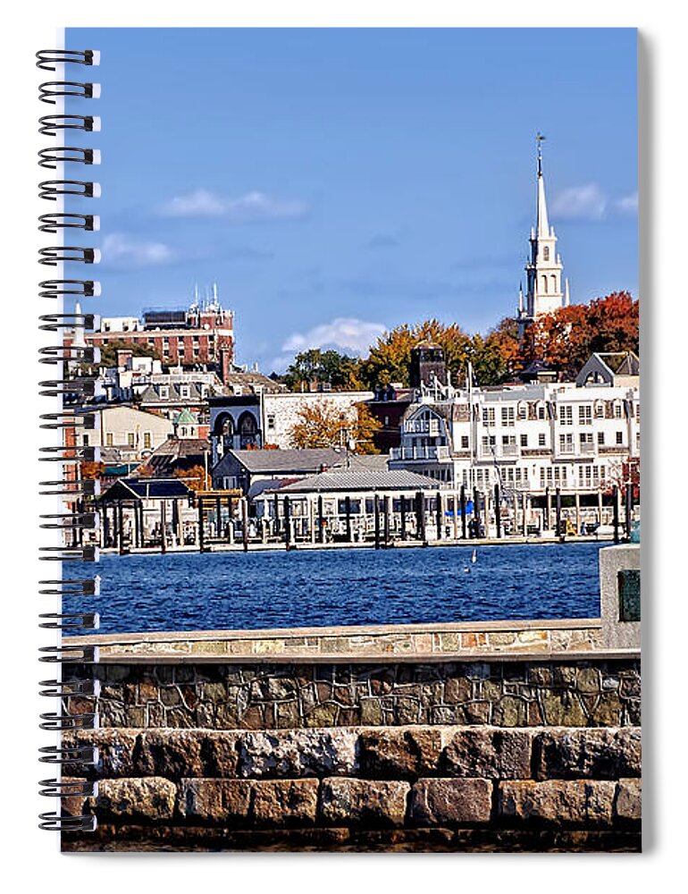 Newport Spiral Notebook featuring the photograph Newport Harbor from King Park by Mitchell R Grosky