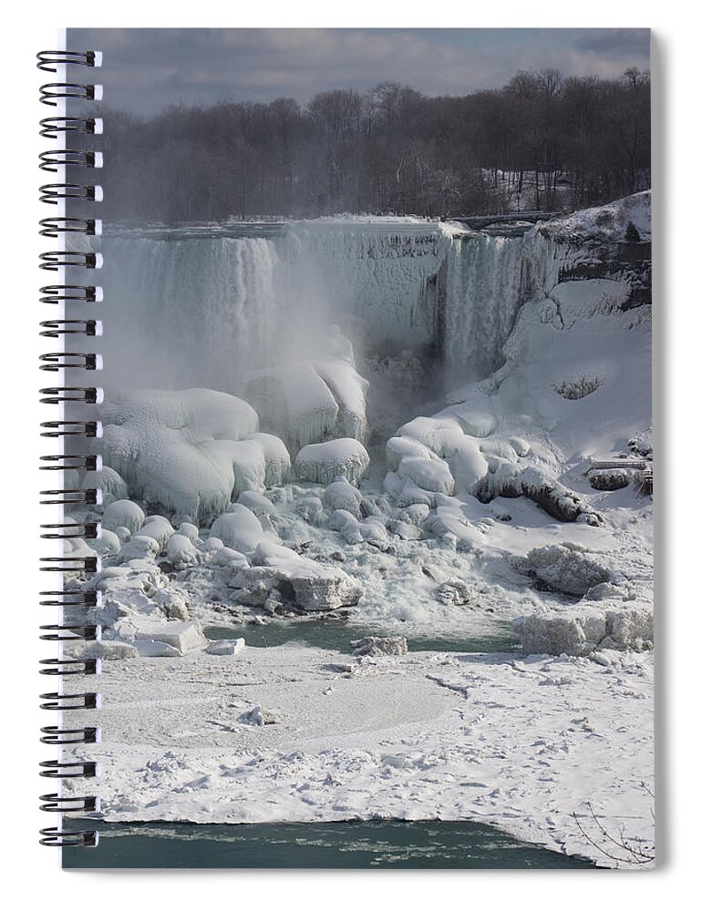 Georgia Mizuleva Spiral Notebook featuring the photograph Niagara Falls Ice Buildup - American Falls New York State U S A by Georgia Mizuleva